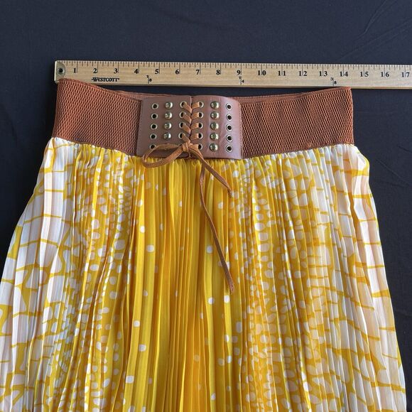 Mint Green Women Western Maxi Skirt Large Pleated Belted Pull On Country Cowgirl - Picture 9 of 10